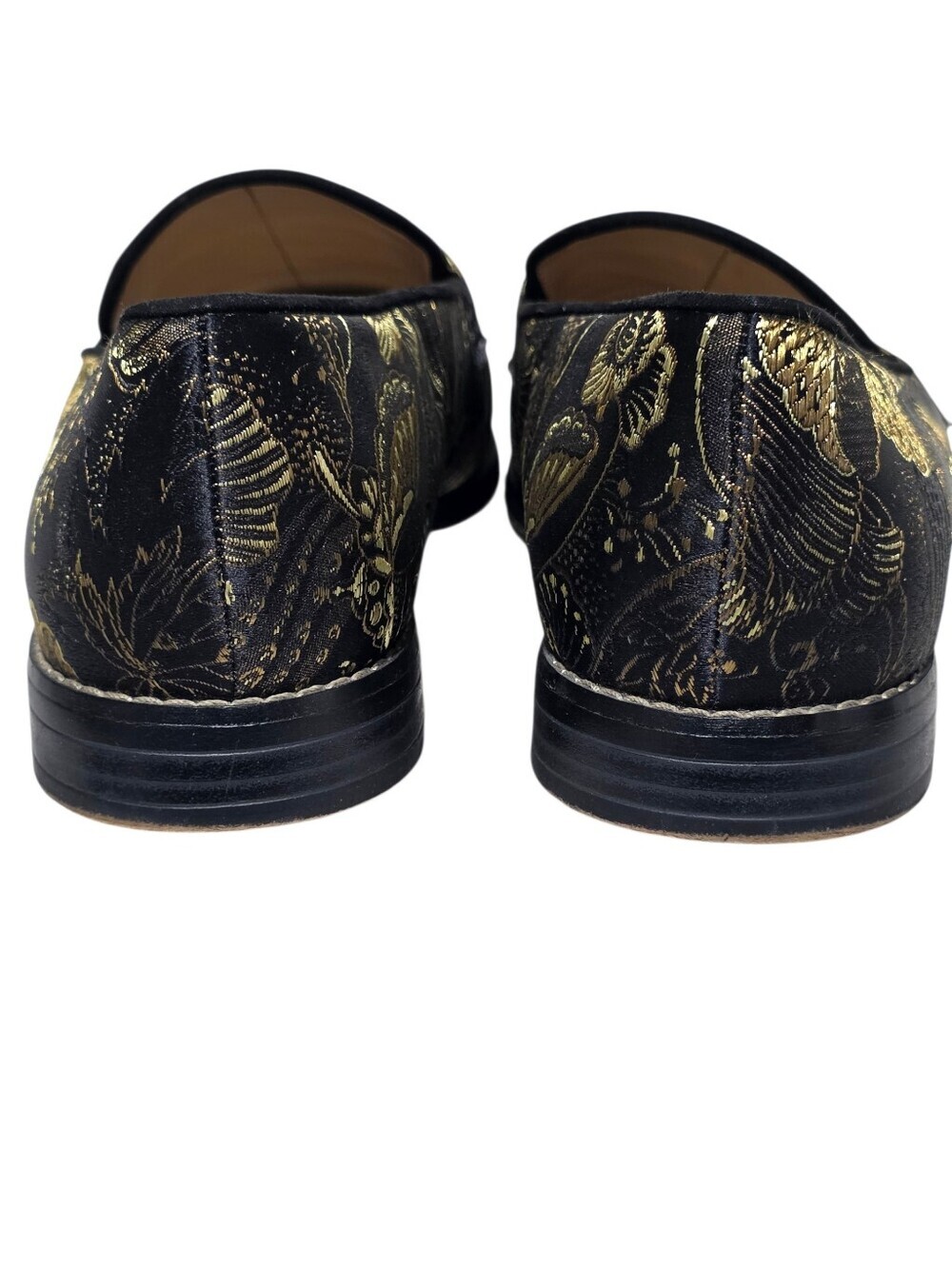 EUC FRANCO SARTO HURLEY TAPESTRY LOAFERS BLACK & GOLD BROCADE SLIP-ON FLATS SZ9 - Picture 7 of 12